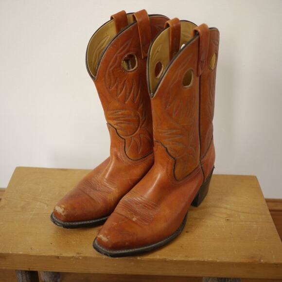 Vintage ACME Reddish Brown Leather Pull-Up Western Cowboy Boots 9.5D 43 USA main image 7